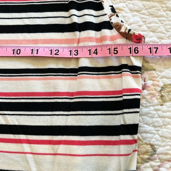 Scoop neck Striped Sleeveless Pink, Coral and Black Cotton Sweater from Talbots - Picture 5 of 7